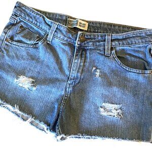 Upcycled Ripped Jean Cutoffs, Frayed Grunge Booty, Approx Size 10